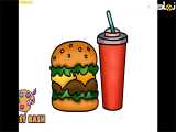 نقاشی همبرگر نقاشی فست فود نقاشی غذا نقاشی ساده اموزش نقاشی کودکانه