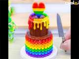 کیک مینیاتوری | آموزش پخت کیک مینیاتوری | مینی کیک | کیک دوطبقه رنگارنگ مینیاتوری
