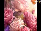 نقاشی دیجیتال گلدان رز صورتی